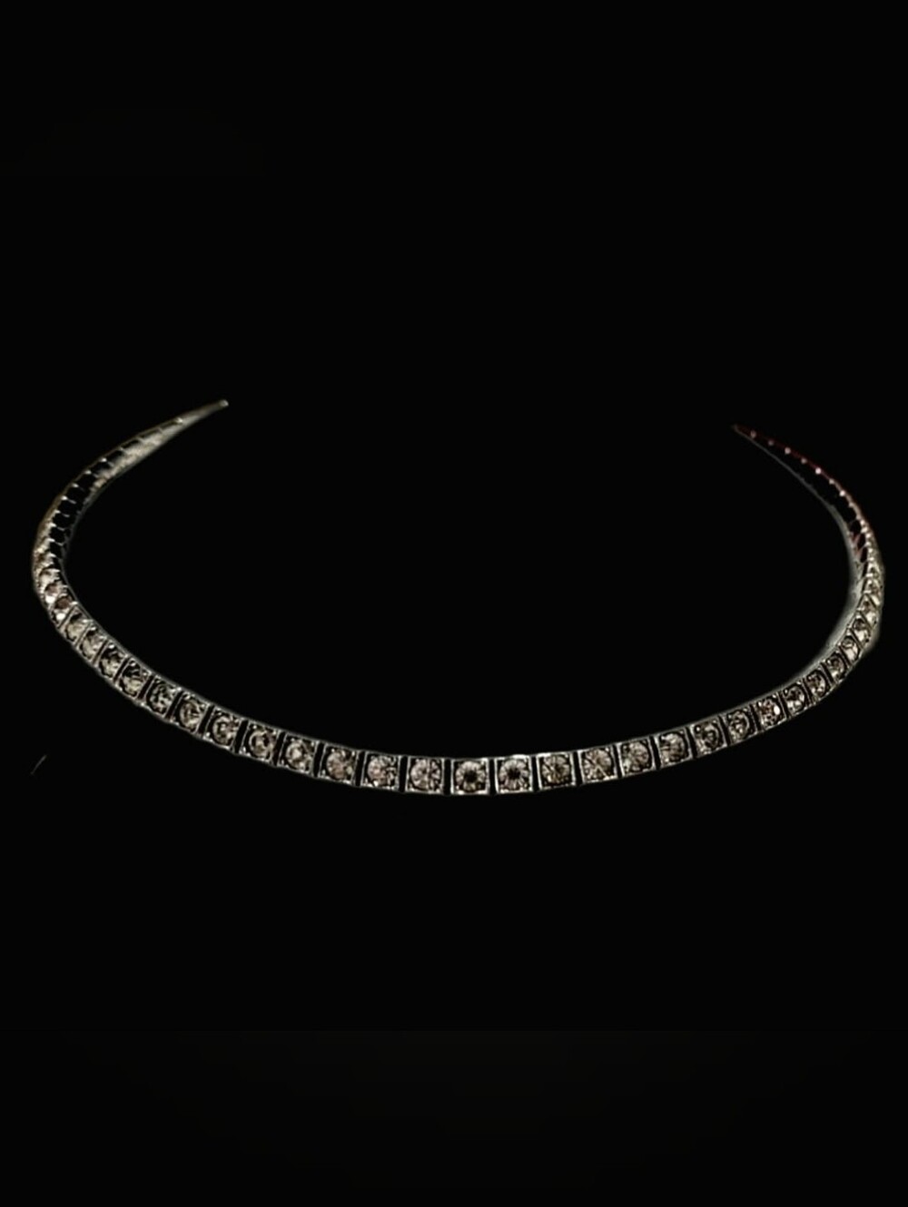 Vintage Art Deco Otis Sterling Silver rhinestone choker necklace